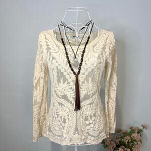 Stunning vintage white cream lace blouse top